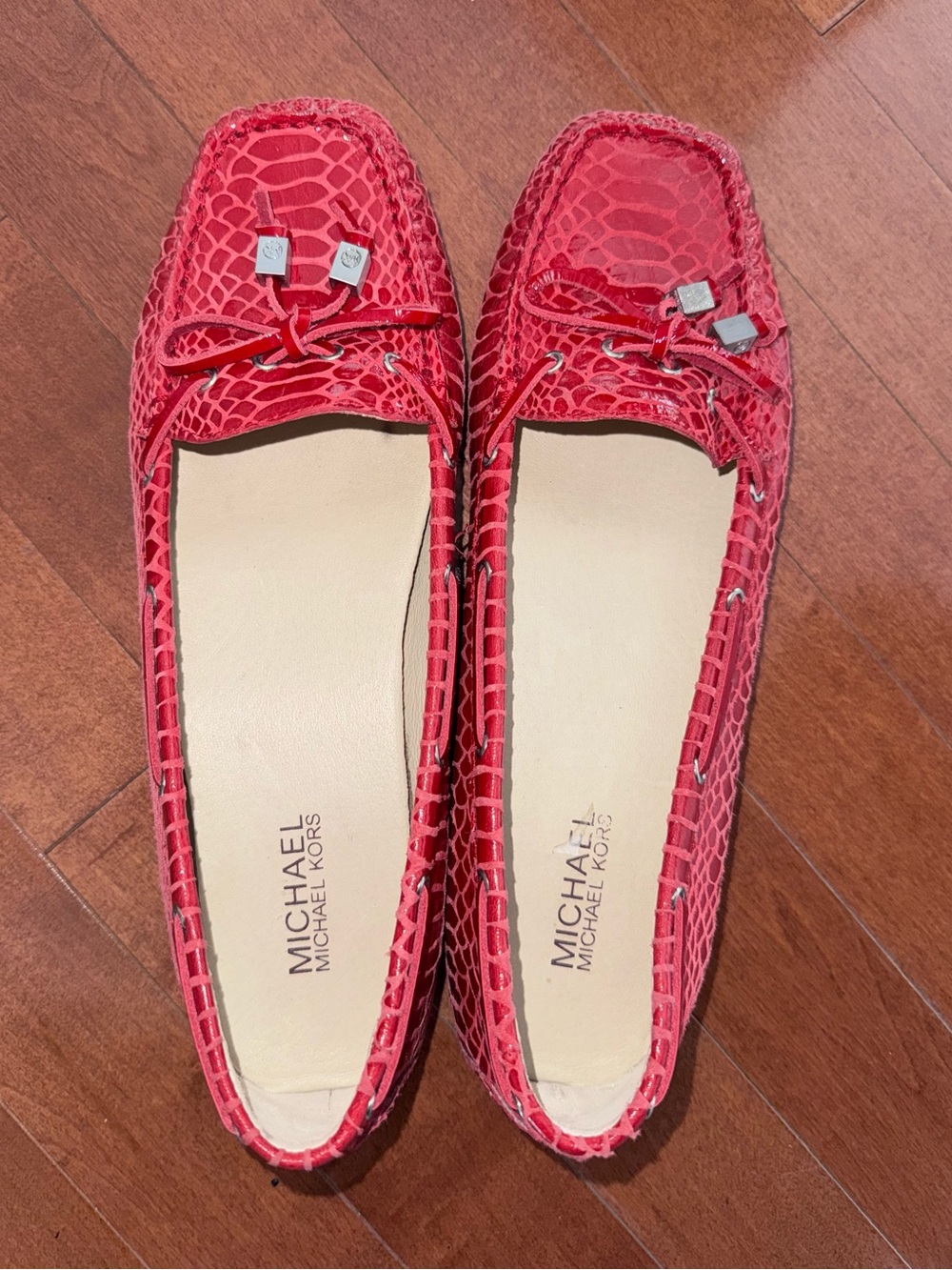 Michael Michael Kors Red Embossed Women’s Loafers